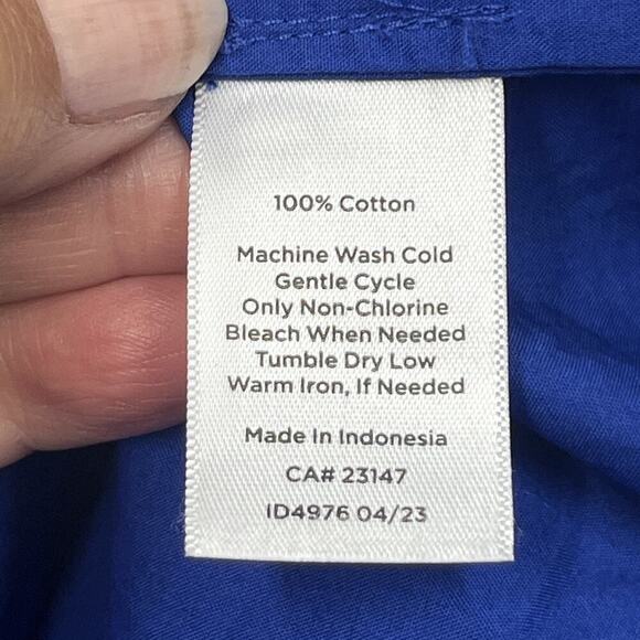 Talbots Plus Cotton Button Up Down Top Size 1X Royal Blue Office Mature Capsule - Picture 4 of 9
